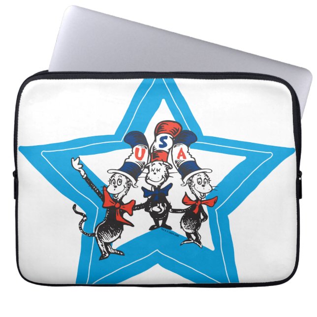 Dr. Seuss | Little Cats USA Hats Graphic Laptop Sleeve (Front)
