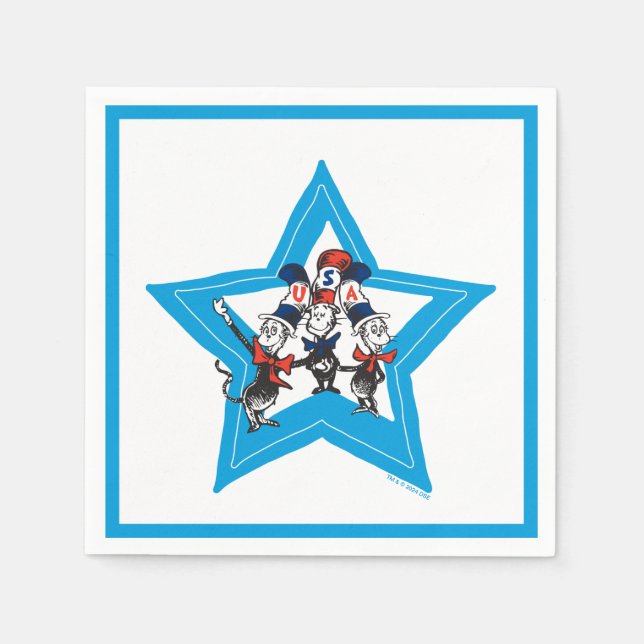 Dr. Seuss | Little Cats USA Hats Graphic Napkin (Front)