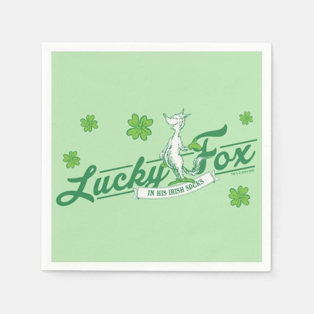 Dr. Seuss | Lucky Fox In His Irish Socks Napkin (Front)