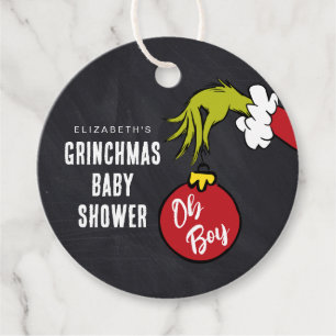 Dr. Seuss Oh Boy Grinch Baby Shower Favour Tags