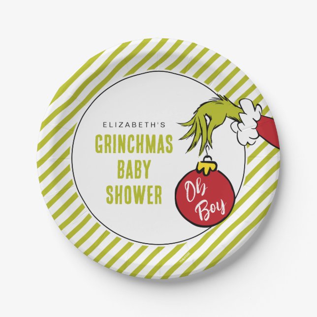 Dr. Seuss | Oh Boy Grinch Baby Shower Paper Plate (Front)