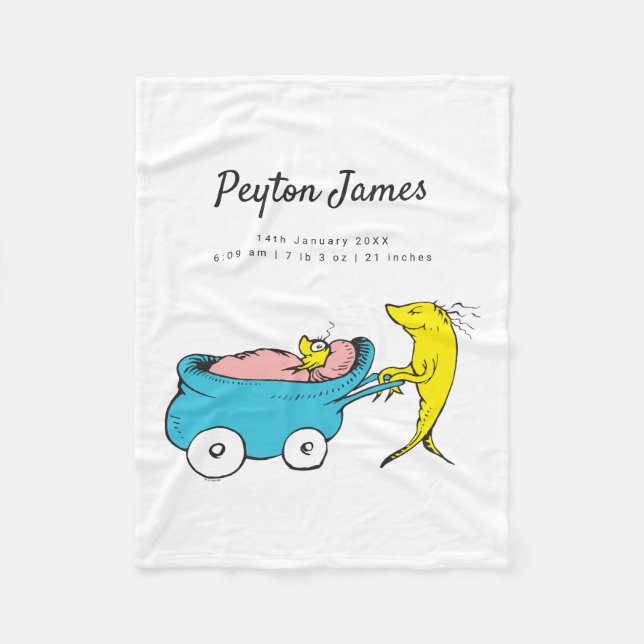 Dr. Seuss | One Fish Birth Stats Fleece Blanket (Front)
