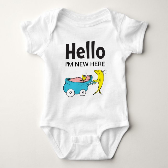 Dr. Seuss | One Fish | Hello I'm New Here Baby Bodysuit (Front)