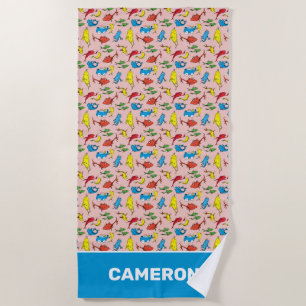 Dr. Seuss   One Fish Two Fish Pattern Beach Towel