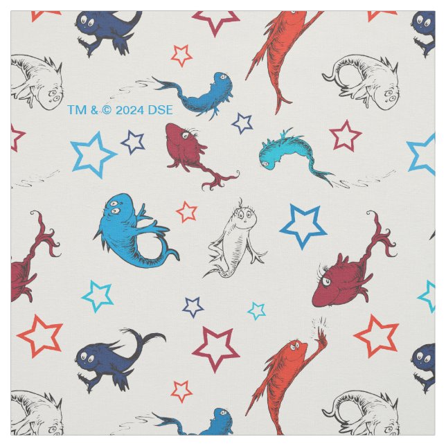 Dr. Seuss | One Fish Two Fish Star Pattern Fabric (Swatch)