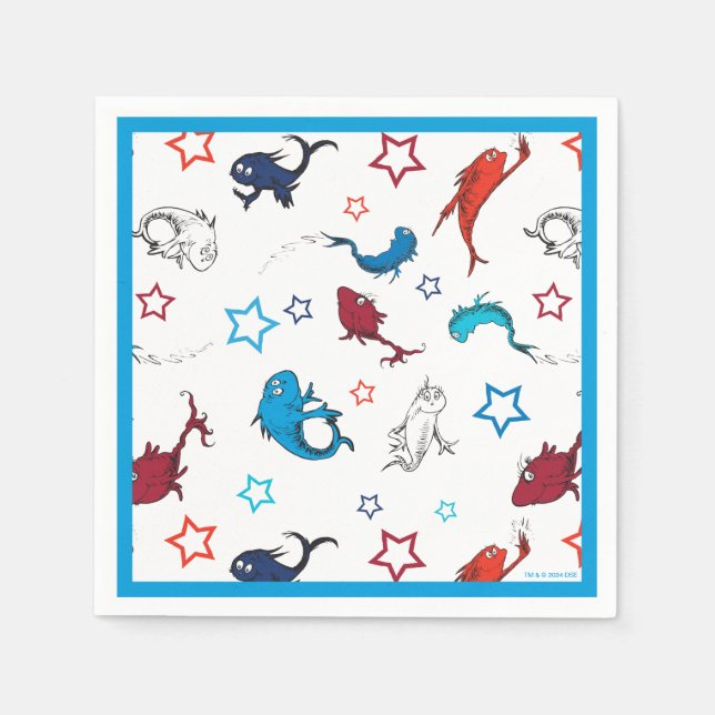 Dr. Seuss | One Fish Two Fish Star Pattern Napkin (Front)