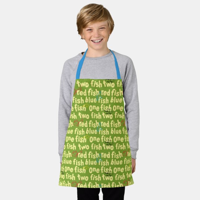 Dr. Seuss | One Fish Two Fish Typography Pattern Apron (Worn)