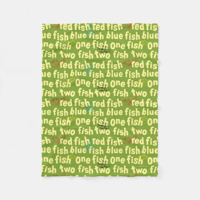 Dr. Seuss | One Fish Two Fish Typography Pattern Fleece Blanket (Front)