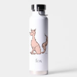 Dr. Seuss | Pink Fox Water Bottle<br><div class="desc">This officially licensed Dr. Seuss design features a classic, minimalist illustration of the whimsical pink fox character. The character is depicted sitting with its eyes closed and a bushy tail, accompanied by the word "fox" and the authentic Dr. Seuss signature. This simple yet recognisable artwork captures the charming, hand-drawn style...</div>