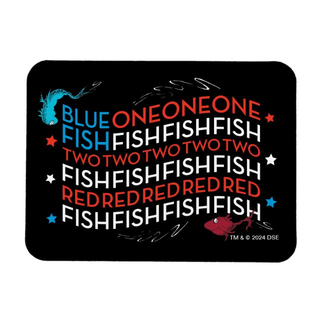Dr. Seuss | Red Fish Blue Fish US Flag Graphic Magnet (Horizontal)