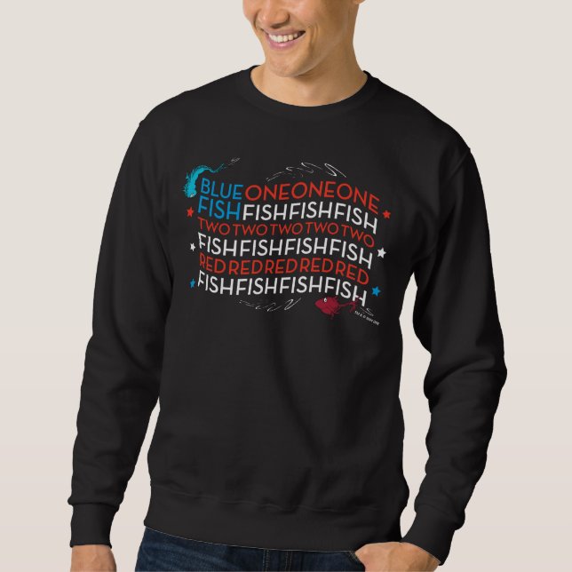 Dr. Seuss | Red Fish Blue Fish US Flag Graphic Sweatshirt (Front)