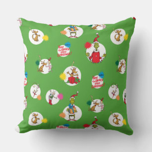 Dr Seuss The Grinch Christmas Polka Dots Cushion