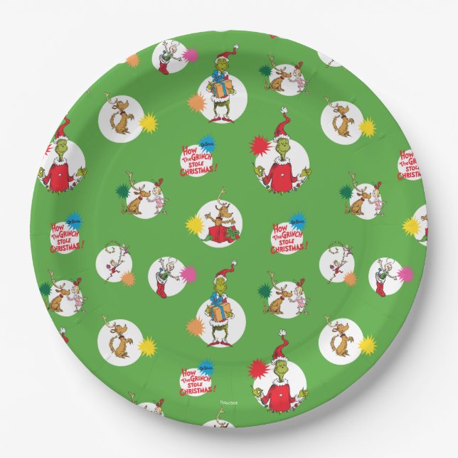 Dr Seuss | The Grinch | Christmas Polka Dots Paper Plate (Front)