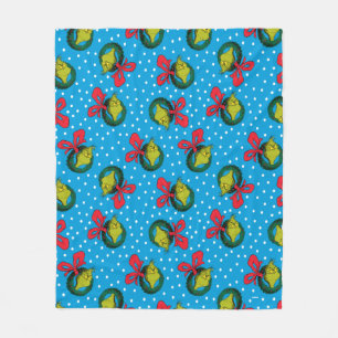 Dr Seuss   The Grinch   Christmas Wreath Pattern Fleece Blanket