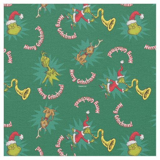 Dr. Seuss | The Grinch | Merry Grinchmas Pattern Fabric | Zazzle