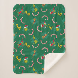 Dr Seuss   The Grinch   Merry Grinchmas Pattern Sherpa Blanket