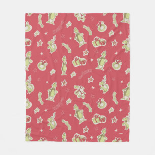 Dr Seuss   The Grinch   Red Christmas Pattern Fleece Blanket