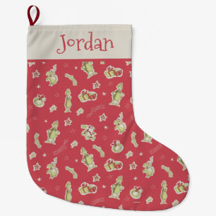 Dr Seuss The Grinch Red Christmas Pattern Large Christmas Stocking