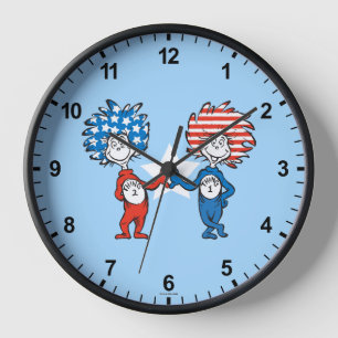 Dr. Seuss   Thing 1 Thing 2 Patriotic Graphic Clock