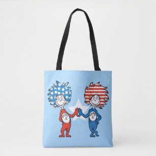 Dr. Seuss Thing 1 Thing 2 Patriotic Graphic Tote Bag