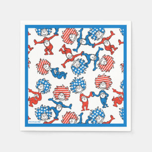 Dr. Seuss Thing 1 Thing 2 US Flag Pattern Napkin