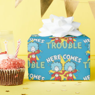 Dr. Seuss   Thing One Thing Two Here Comes Trouble Wrapping Paper