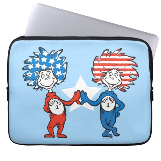 Dr. Seuss | Thing One Thing Two Patriotic Graphic Laptop Sleeve (Front)