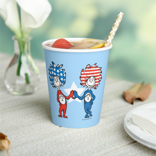 Dr. Seuss | Thing One Thing Two Patriotic Graphic Paper Cups (Insitu)
