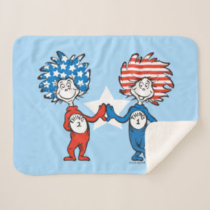 Dr. Seuss   Thing One Thing Two Patriotic Graphic Sherpa Blanket