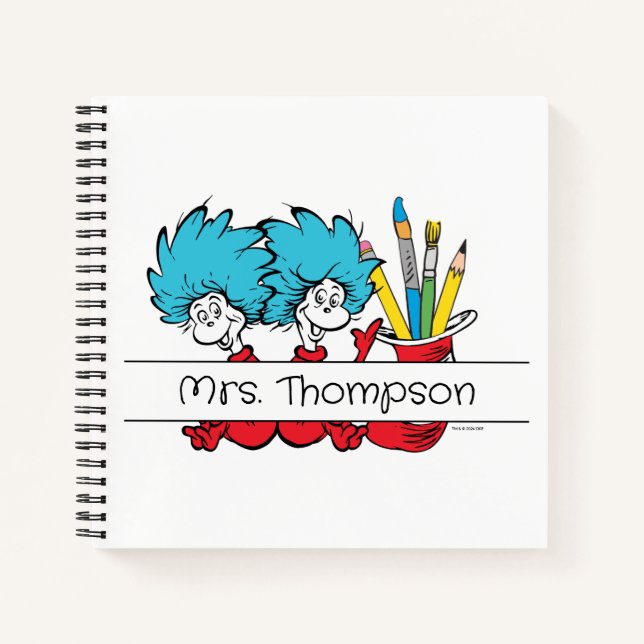 Dr. Seuss | Thing One Thing Two Teacher Name Notebook (Front)