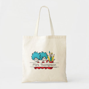 Dr. Seuss   Thing One Thing Two Teacher Name Tote Bag