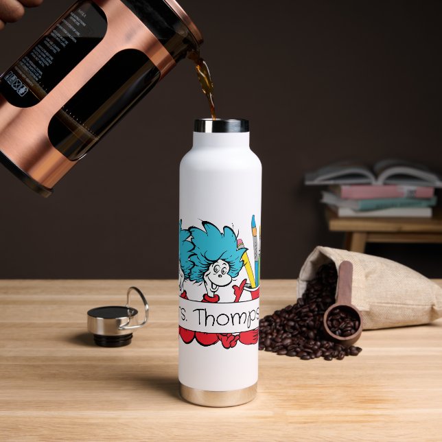 Dr. Seuss | Thing One Thing Two Teacher Name Water Bottle (Coffee)