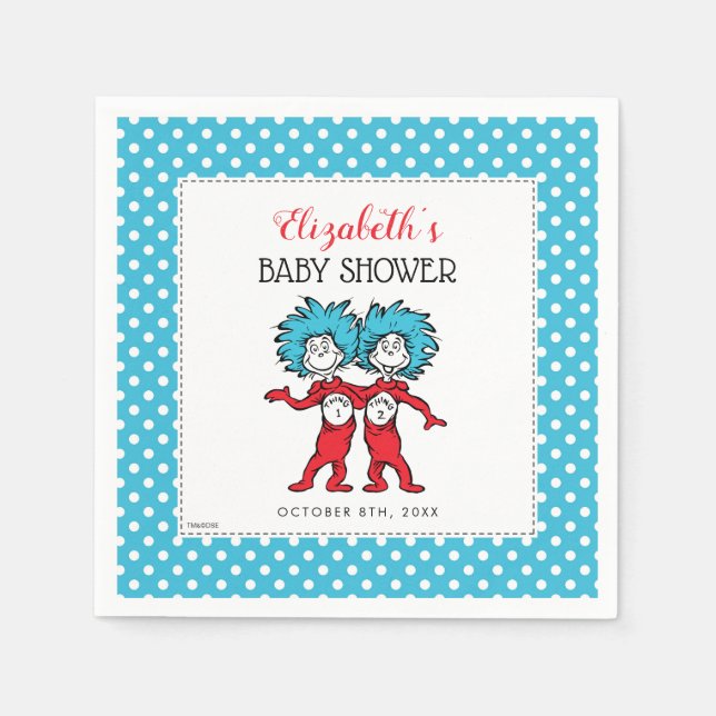 Dr. Seuss Thing One Thing Two | Twins Baby Shower Napkin (Front)