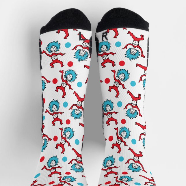 Dr. Seuss Thing One Thing Two | Twins Baby Shower Socks (Top)