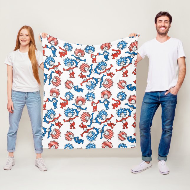 Dr. Seuss | Thing One Thing Two US Flag Pattern Fleece Blanket (In Situ)