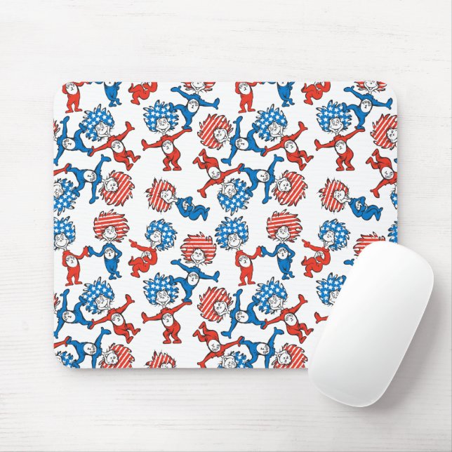 Dr. Seuss | Thing One Thing Two US Flag Pattern Mouse Pad (With Mouse)