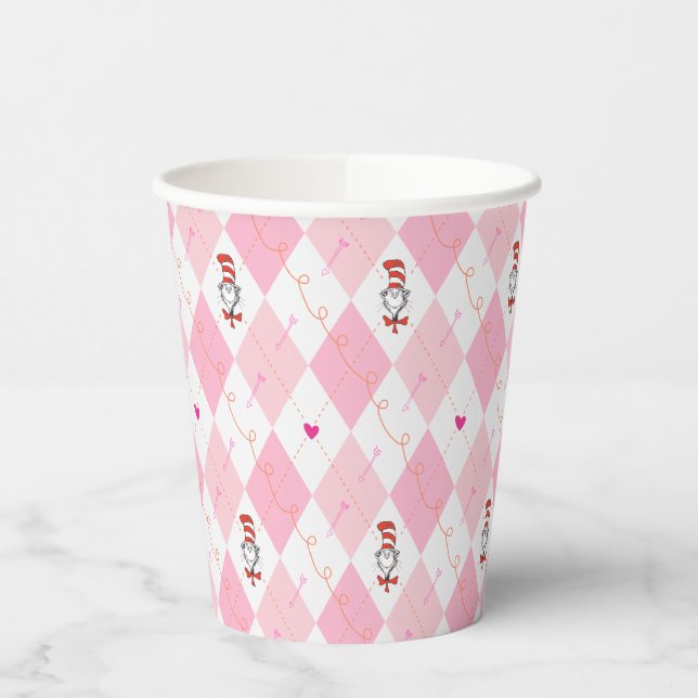 Dr. Seuss Valentine | Pink Argyle The Cat in the H Paper Cups (Left)