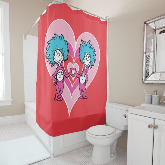 Dr. Seuss Valentine | Thing 1 Thing 2 Shower Curtain (In Situ)
