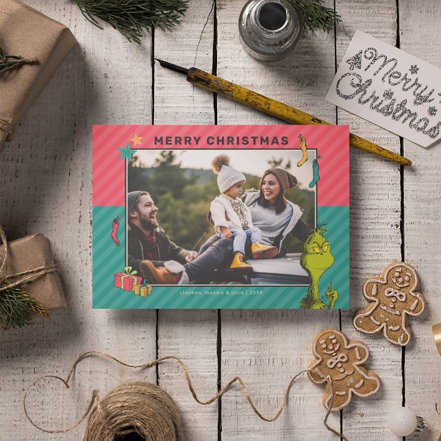 Dr. Seuss | Vintage Grinch Family Photo Holiday Card (Creator Uploaded)