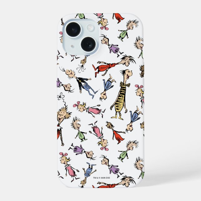 Dr. Seuss Whoville Characters Festive Pattern iPhone 15 Case (Back)