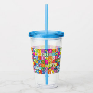 Dr. Seuss's ABC Colourful Block Letter Pattern Acrylic Tumbler