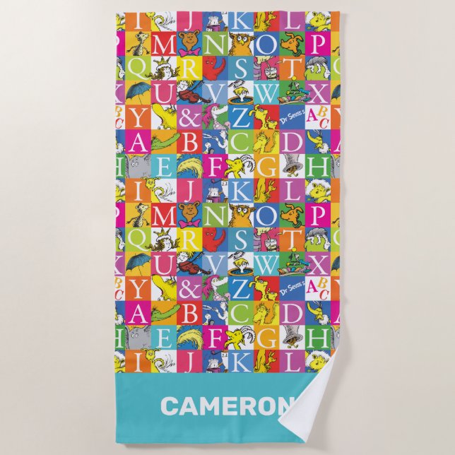 Dr. Seuss's ABC Colourful Block Letter Pattern Beach Towel (Front)