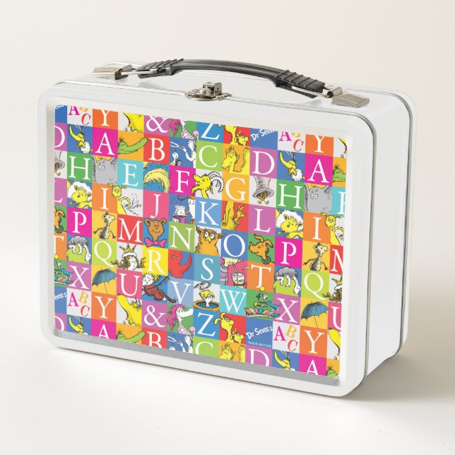 Dr. Seuss's ABC Colourful Block Letter Pattern Metal Lunch Box (Front)