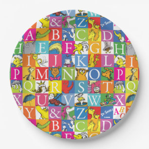 Dr. Seuss's ABC Colourful Block Letter Pattern Paper Plate