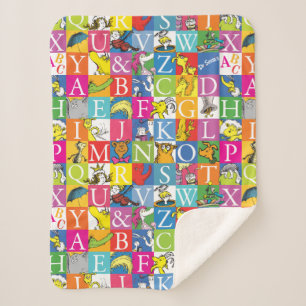 Dr. Seuss's ABC Colourful Block Letter Pattern Sherpa Blanket