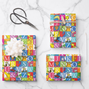 Dr. Seuss's ABC Colourful Block Letter Pattern Wrapping Paper Sheet