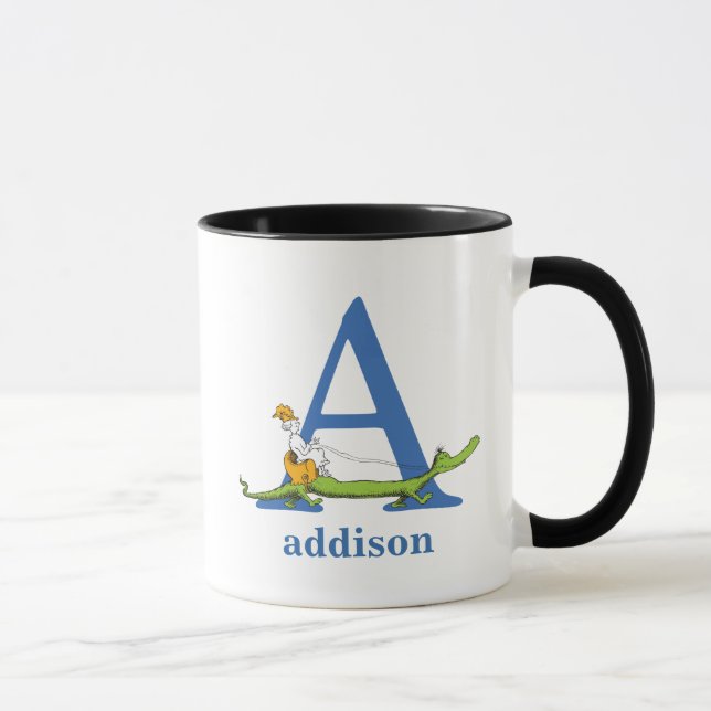 Dr. Seuss's ABC: Letter A  - Blue | Add Your Name Mug (Right)