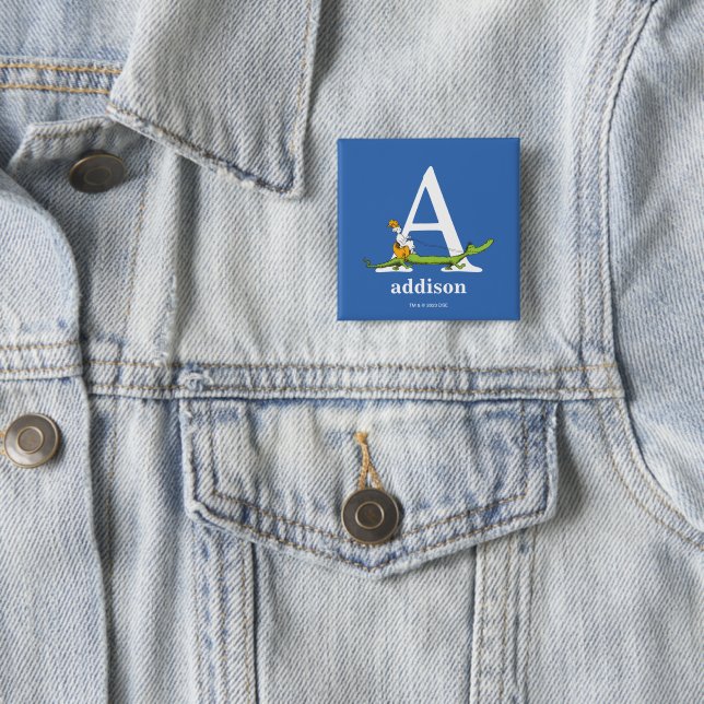 Dr. Seuss's ABC: Letter A - White | Add Your Name 15 Cm Square Badge (In Situ)