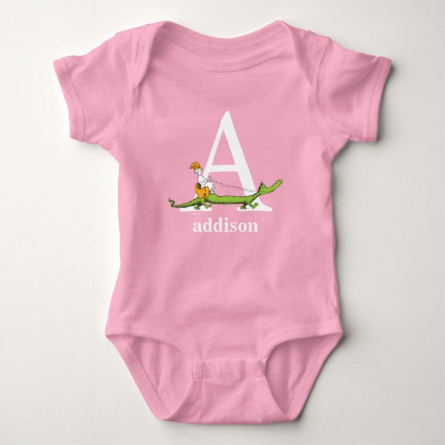 Dr. Seuss's ABC: Letter A - White | Add Your Name Baby Bodysuit (Front)