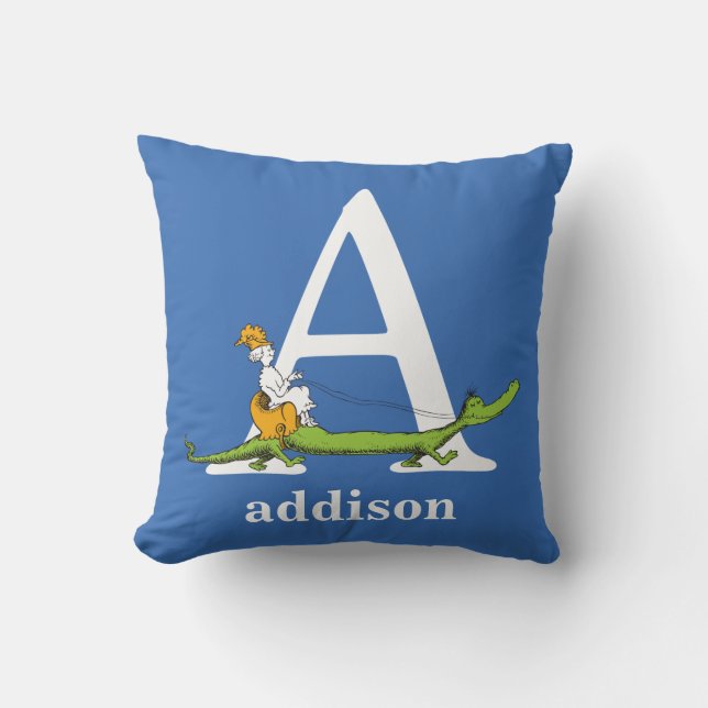 Dr. Seuss's ABC: Letter A - White | Add Your Name Cushion (Front)